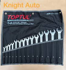TOPTUL 14 Pcs Combination Wrench Set (Roll Pouch)